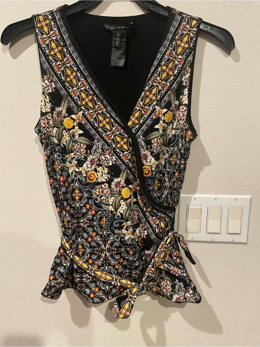 White House Black Market Womens Sleeveless Tank Black Brown Wrap  Reversible M